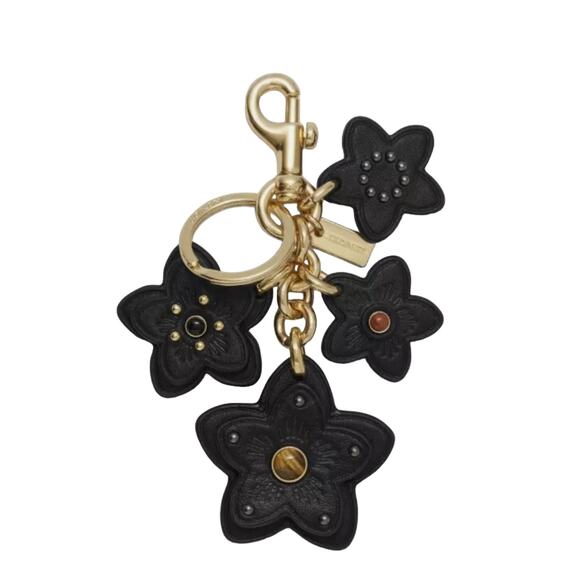 Coach Accessories - COACH BLACK LEATHER WILDFLOWER BAG CHARM
